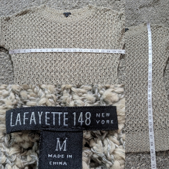 Lafayette 148 Tan Loose Knit Short Sleeve Long Sweater M - Picture 8 of 8